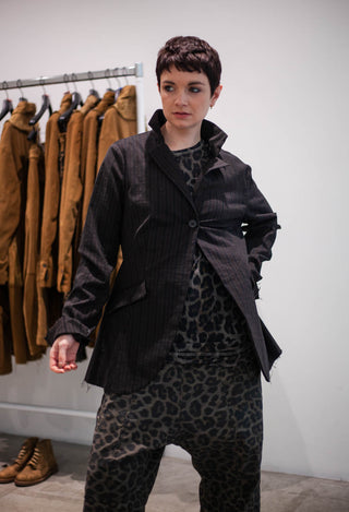 PRE-ORDER - Flared Hem Jacket in Purple Stripe (Pictured in Umbra Stripe) - 1081104