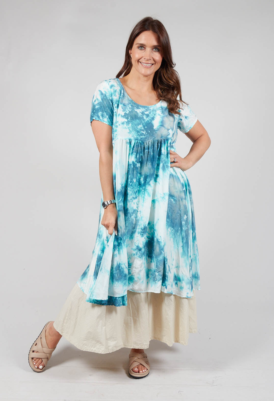 Short Sleeved Silk Smock Style Dress in Weimar