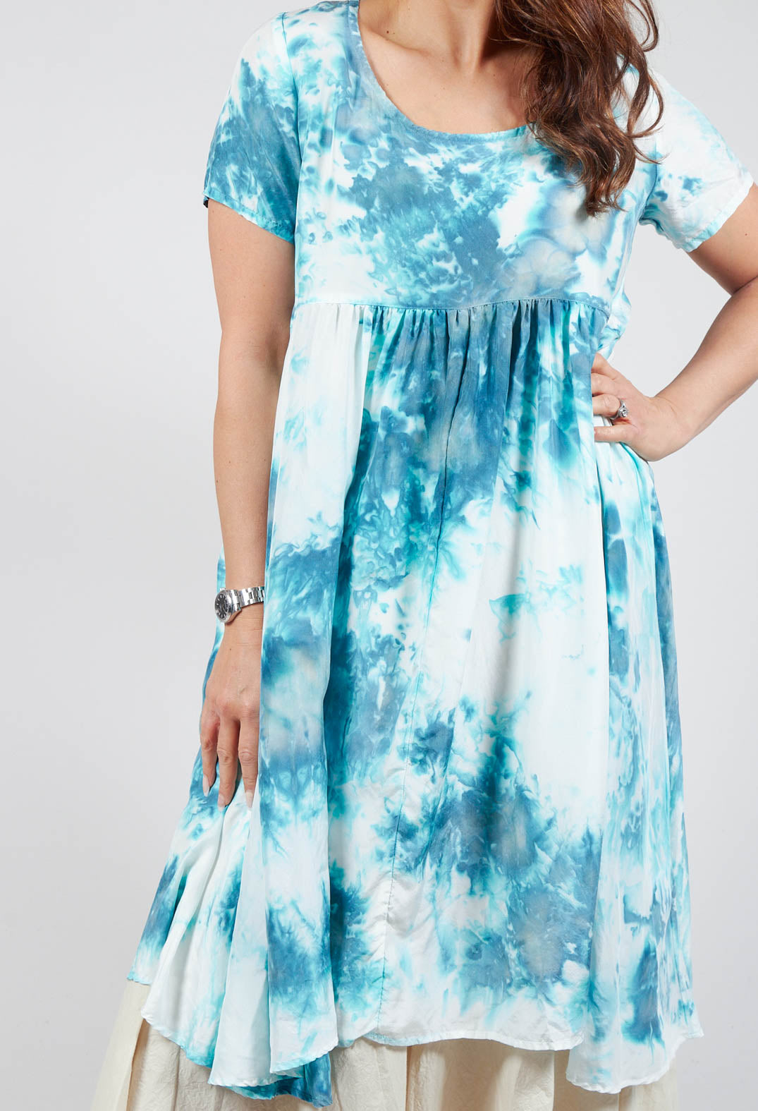 Short Sleeved Silk Smock Style Dress in Weimar