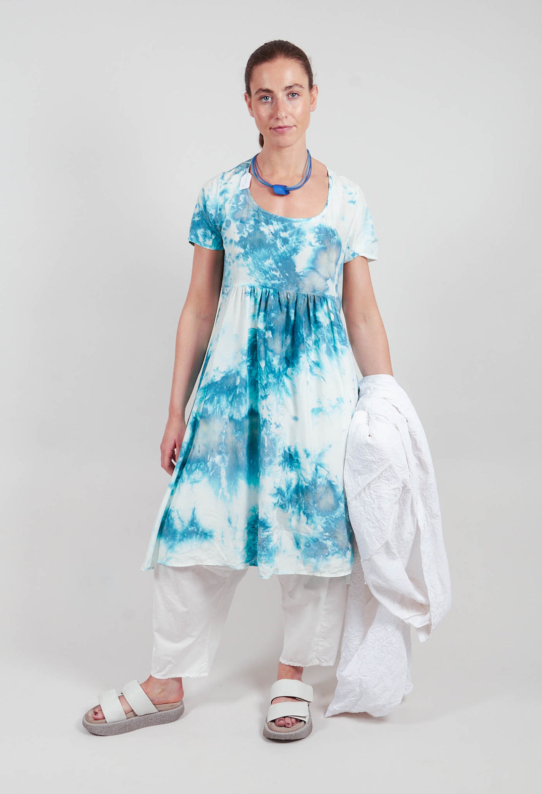 Short Sleeved Silk Smock Style Dress in Weimar
