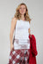 Sheer Sleeveless Tunic Vest with Patchwork Panels in White