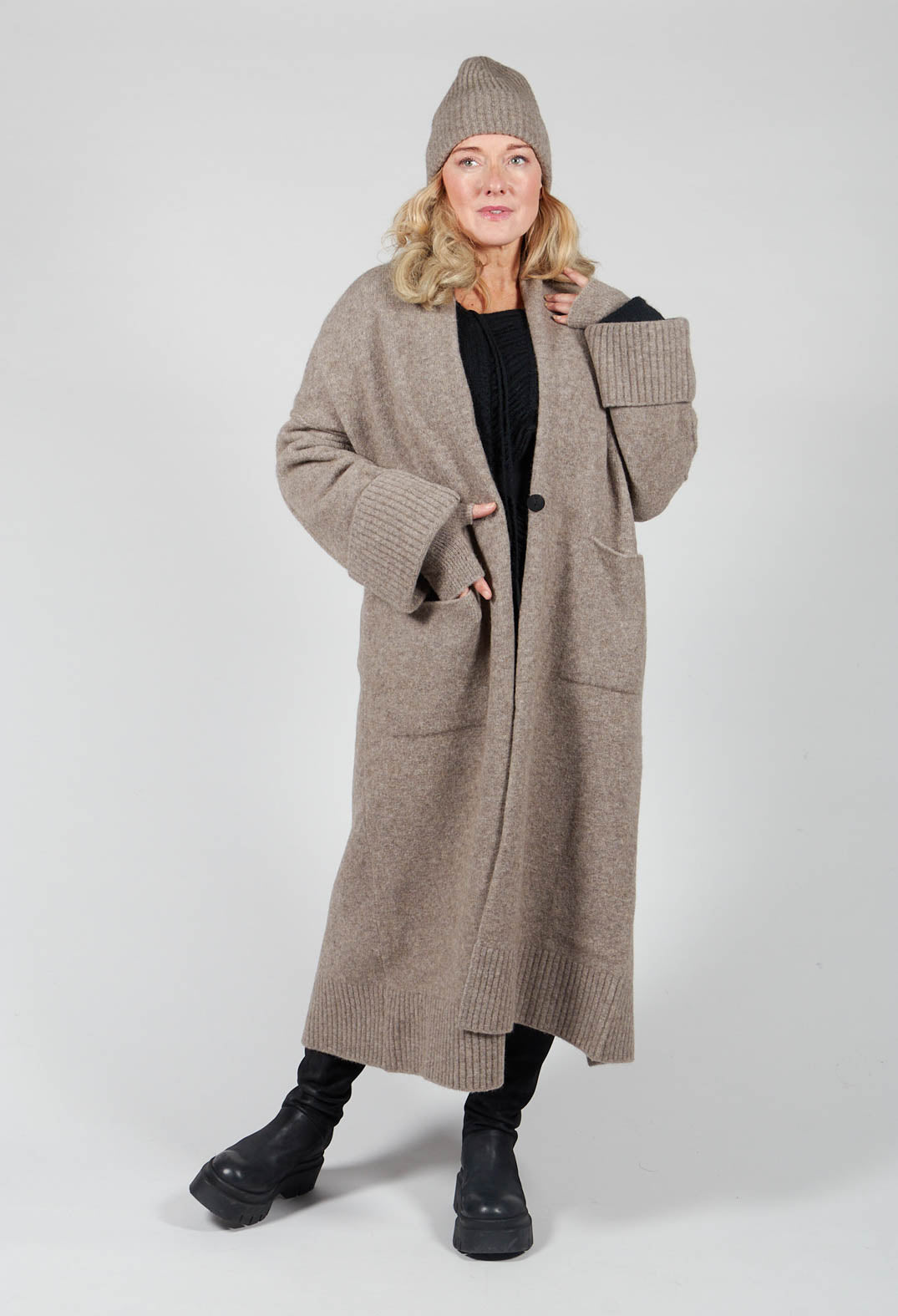 Merino Wool Overcoat in Taupe