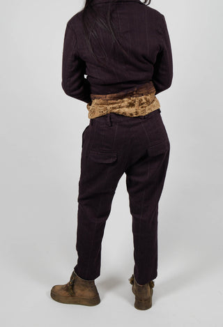 Drop Crotch Trousers in Purple Stripe  - 1020104