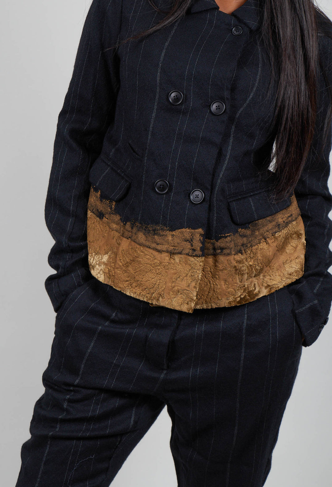 Double Breasted Jacket in Black Stripe - 1021111
