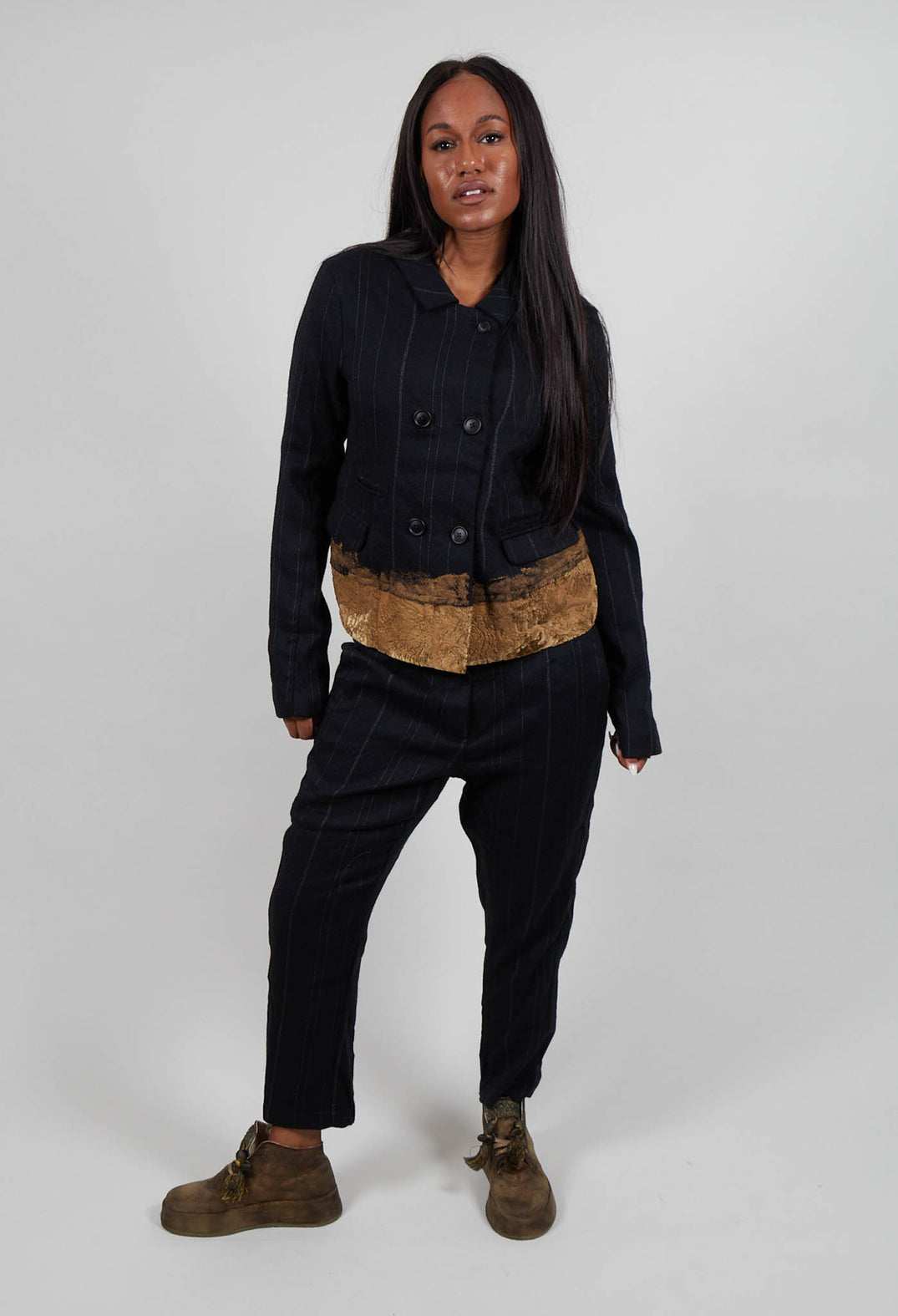 Double Breasted Jacket in Black Stripe - 1021111