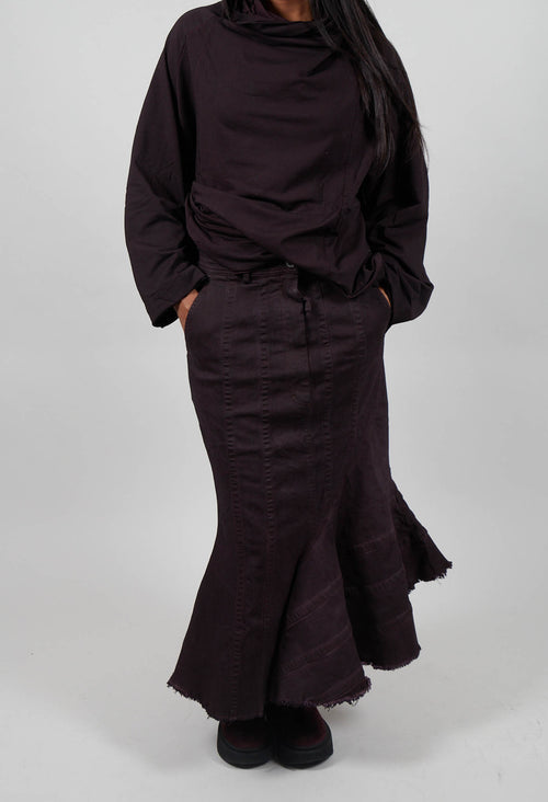 Flared Hem Maxi Skirt in Purple Cloud - 1040304