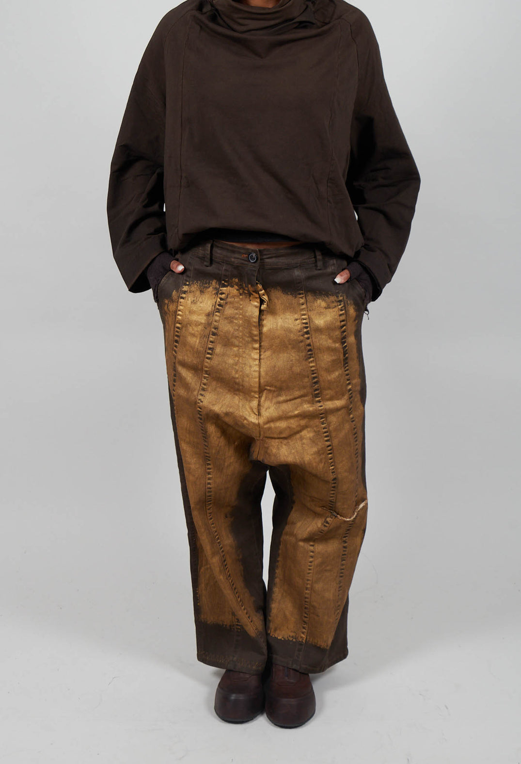 Drop Crotch Jeans in Umbra Gold  - 1040146