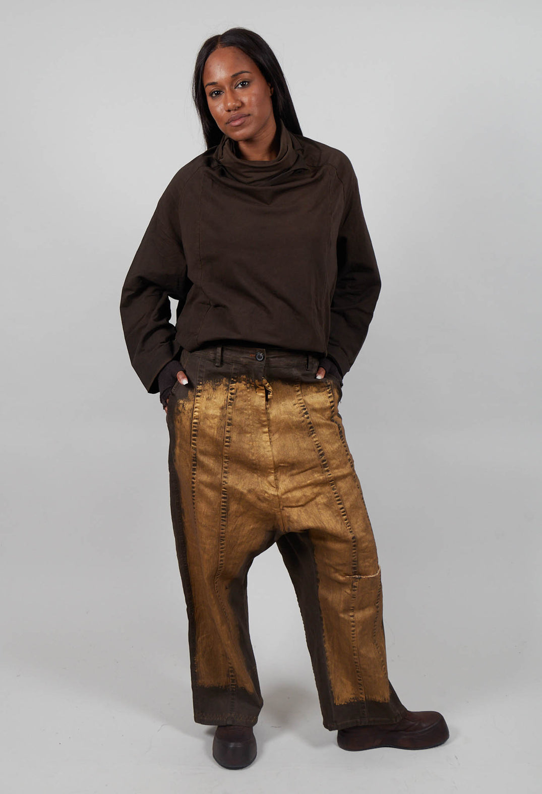 Drop Crotch Jeans in Umbra Gold  - 1040146