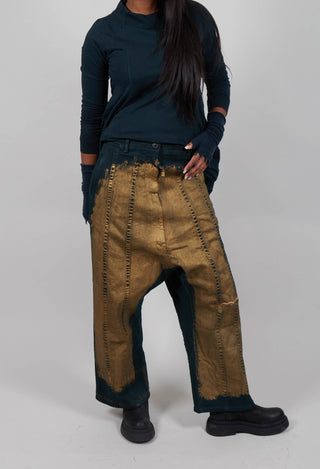 Drop Crotch Jeans in Petrol Gold - 1040146