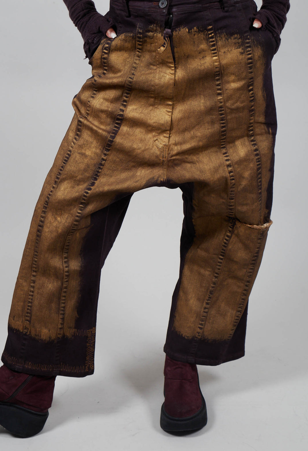 Drop Crotch Jeans in Purple Gold  - 1040146