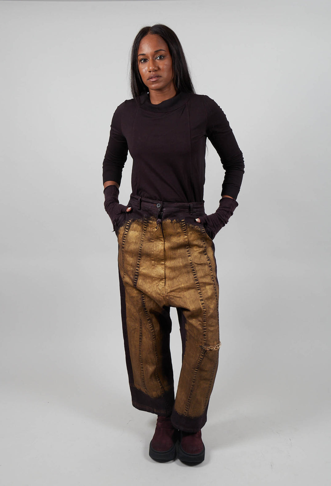 Drop Crotch Jeans in Purple Gold  - 1040146