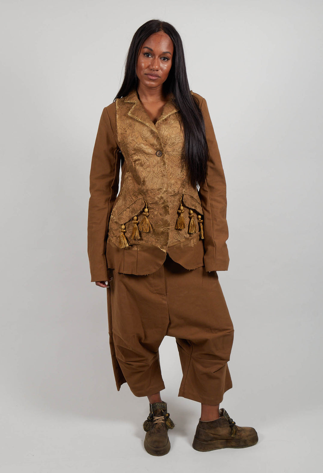 Jacquard Front Jacket in Gold - 1051104