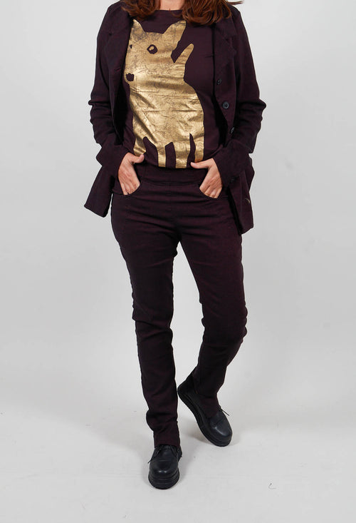 Slim Leg Trousers in Purple Melange - 1060112