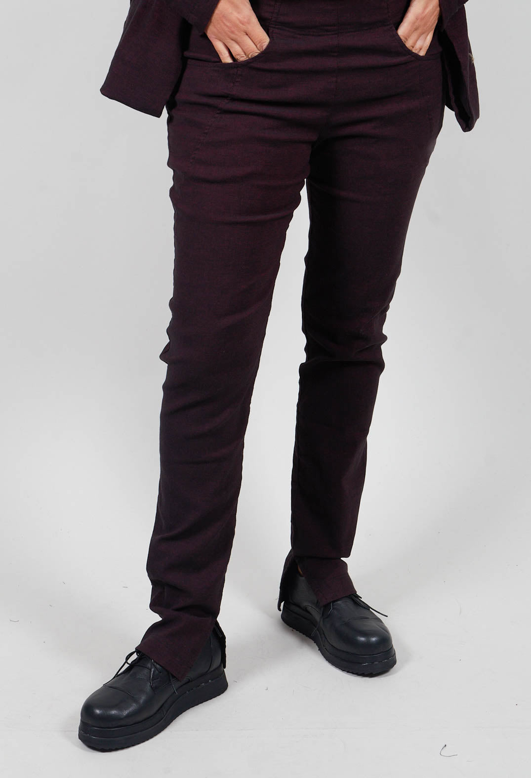Slim Leg Trousers in Purple Melange - 1060112