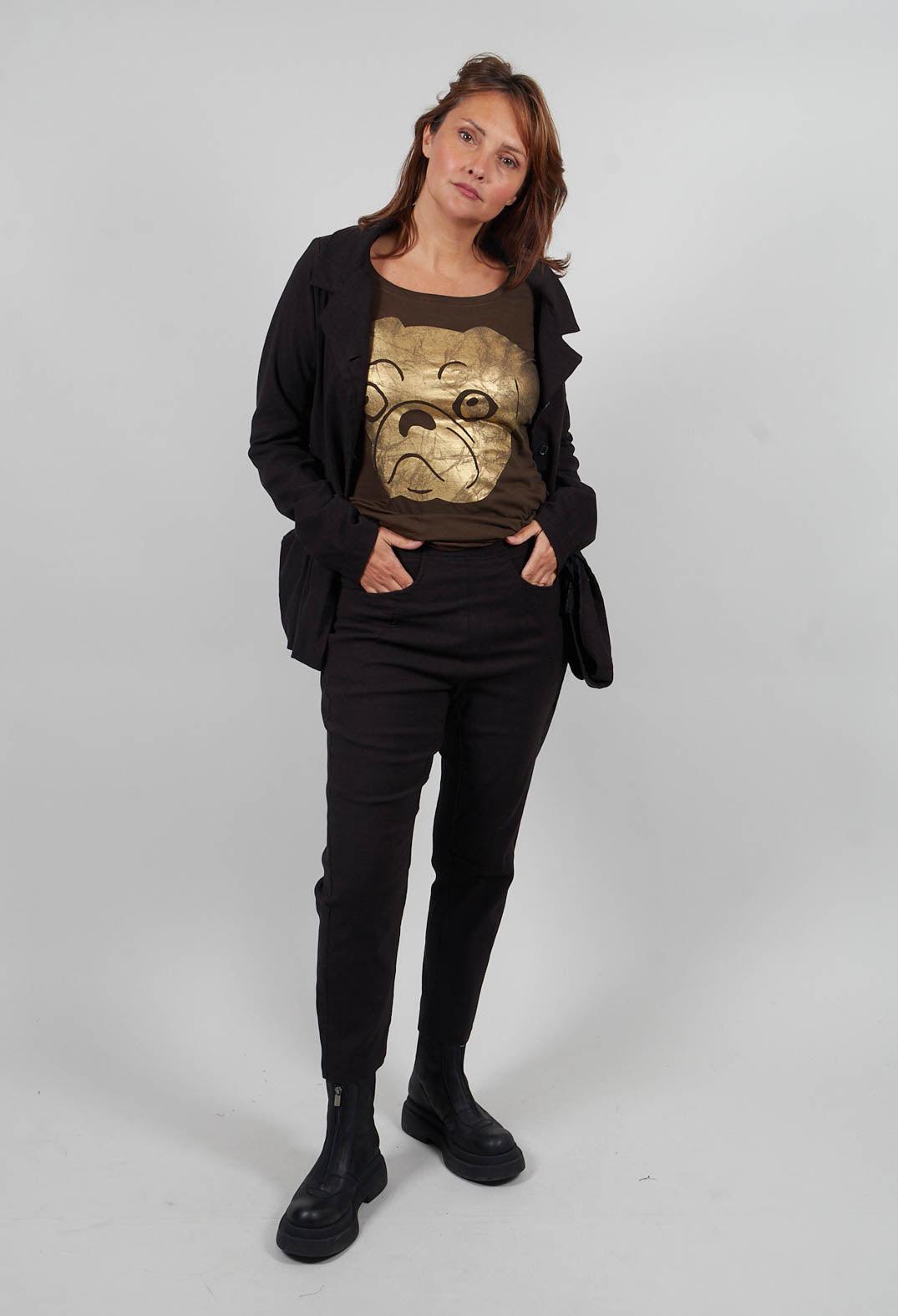 Straight Leg Trousers in Umbra Melange - 1060113