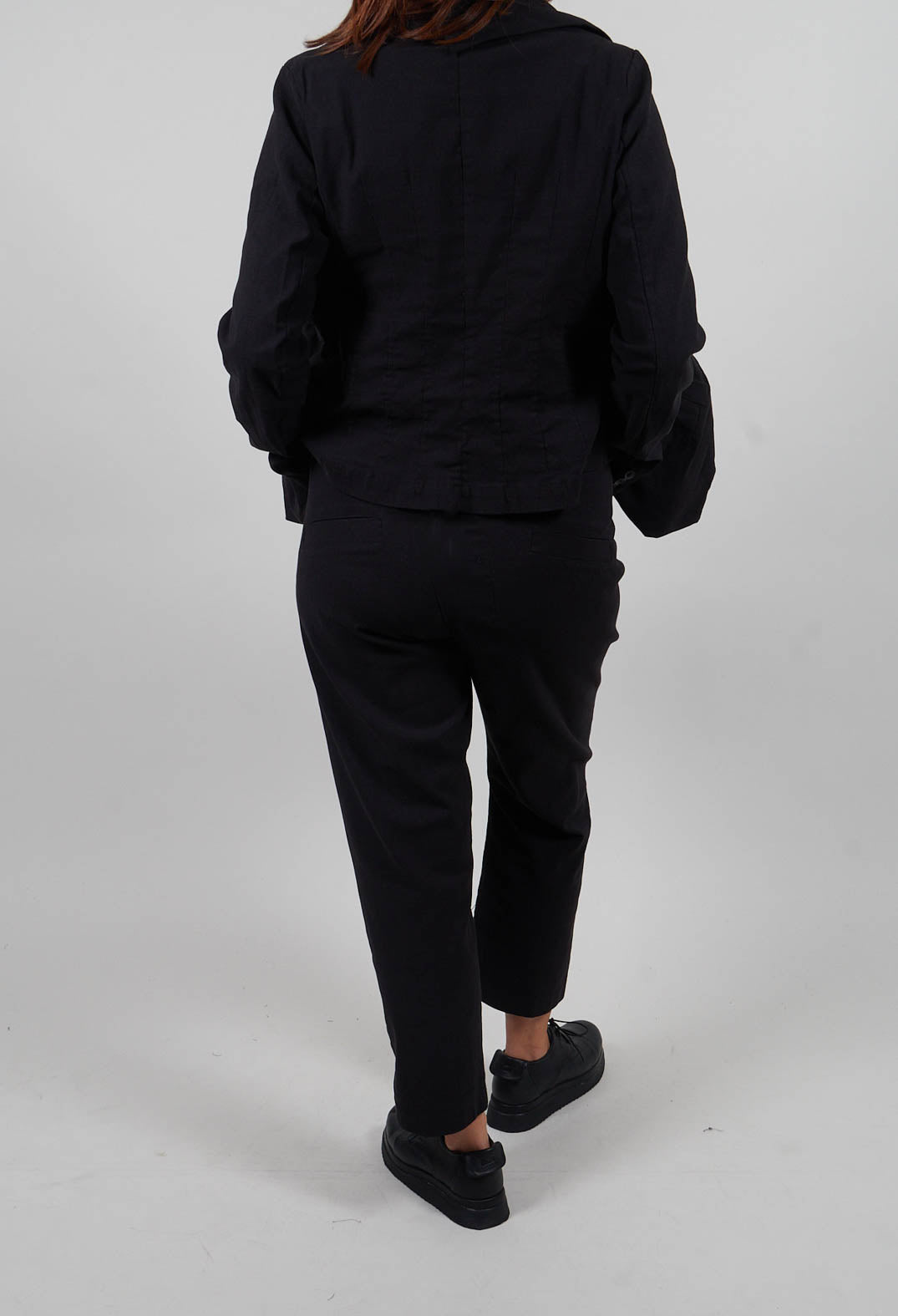 Straight Leg Trousers in Petrol Melange  - 1060113