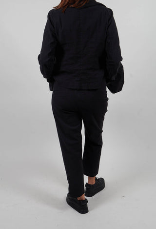Straight Leg Trousers in Petrol Melange  - 1060113