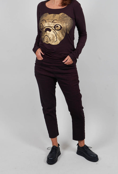 Straight Leg Trousers in Purple Melange  - 1060113