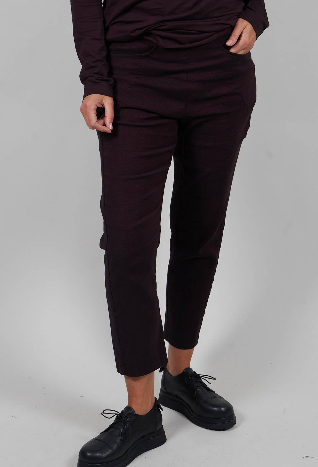 Straight Leg Trousers in Purple Melange  - 1060113