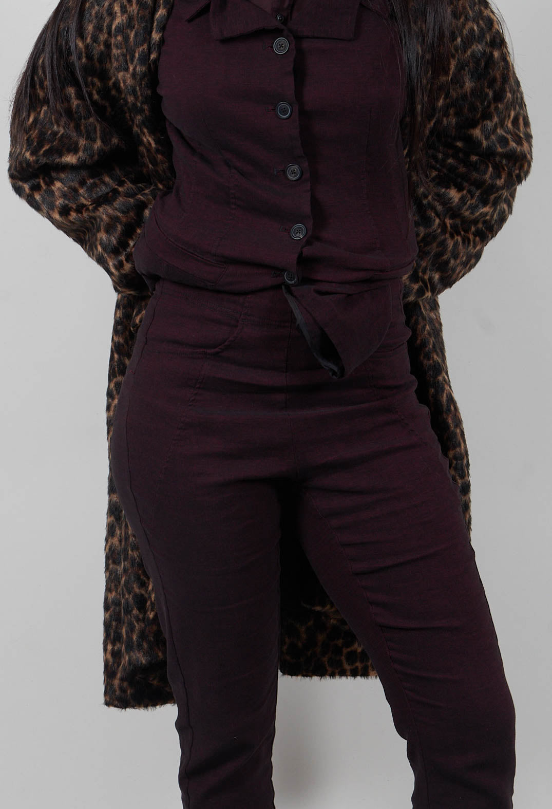 Straight Leg Trousers in Purple Melange  - 1060113
