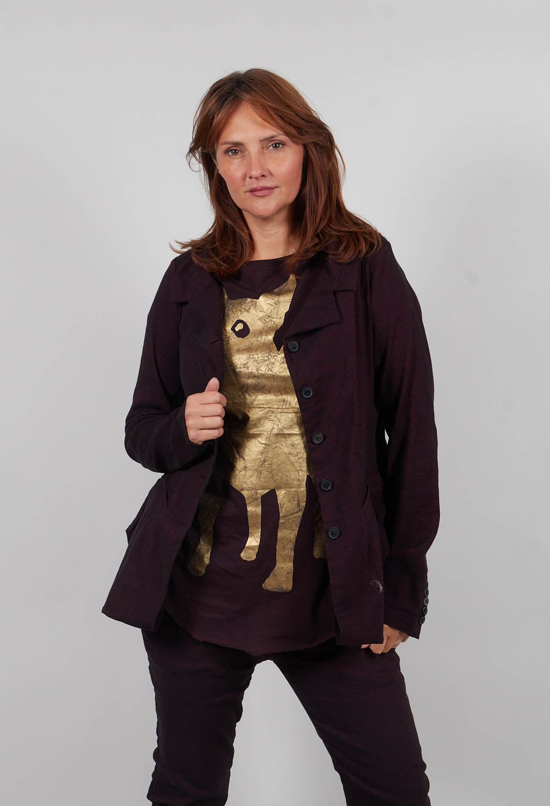 Tulip Hem Jacket in Purple Melange - 1061116