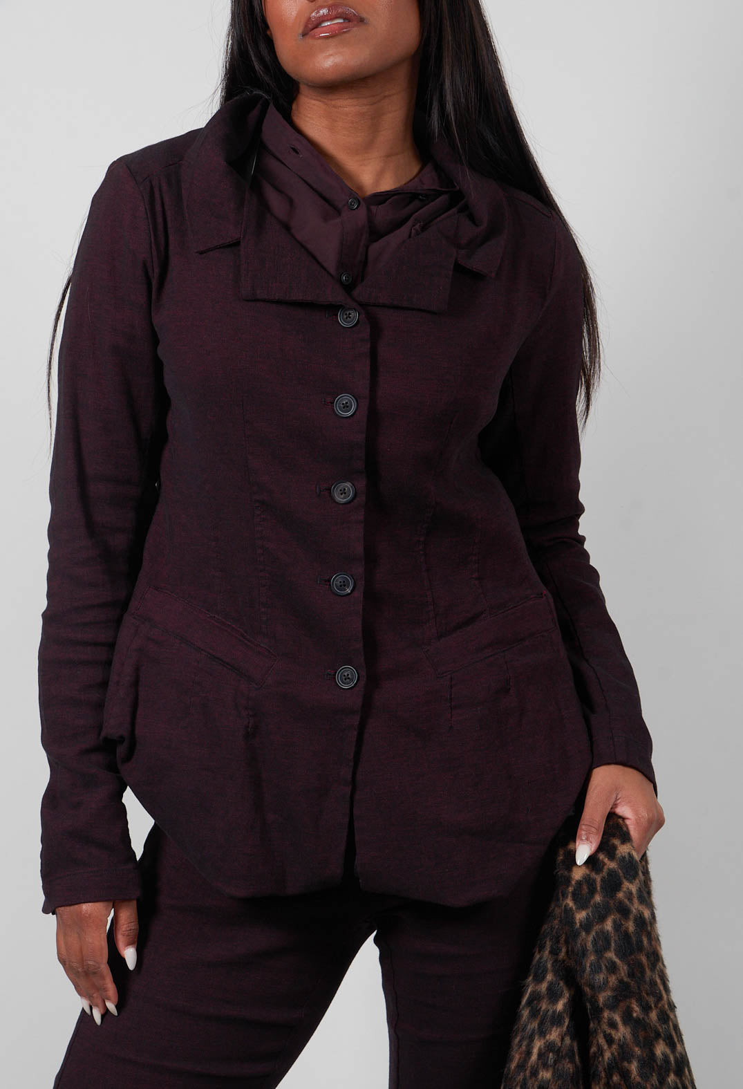 Tulip Hem Jacket in Purple Melange - 1061116