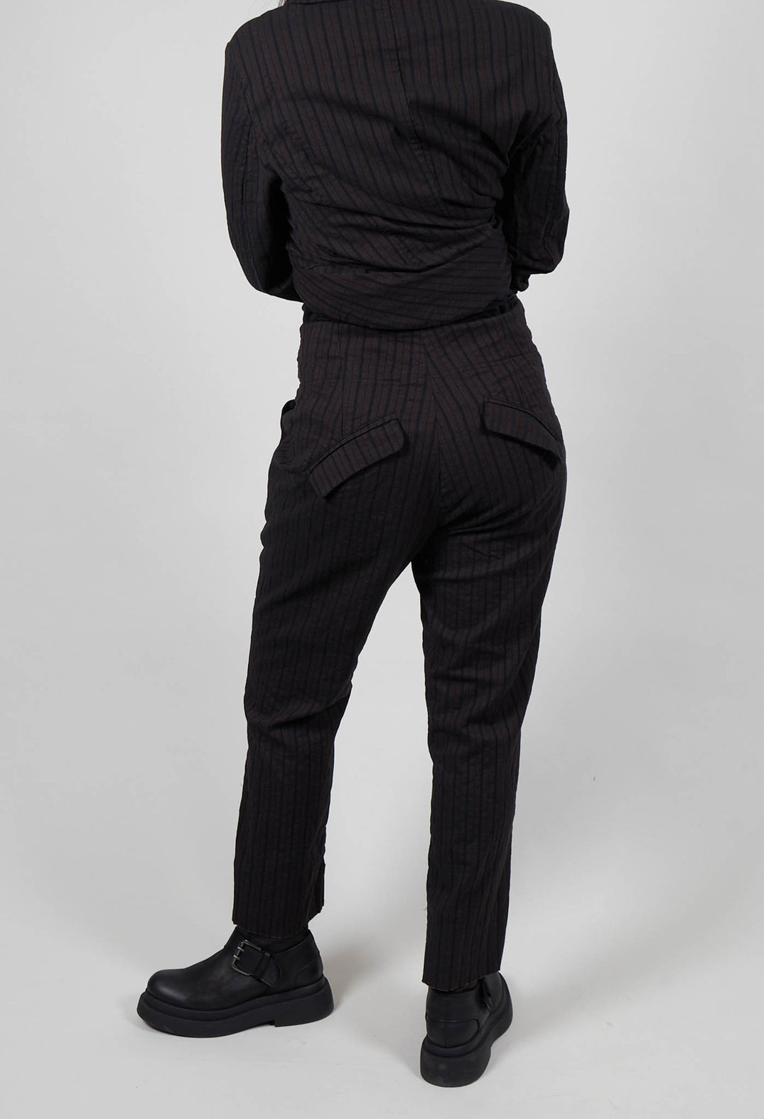 Pull On Slim Fit Trousers in Umbra Stripe  - 1080102