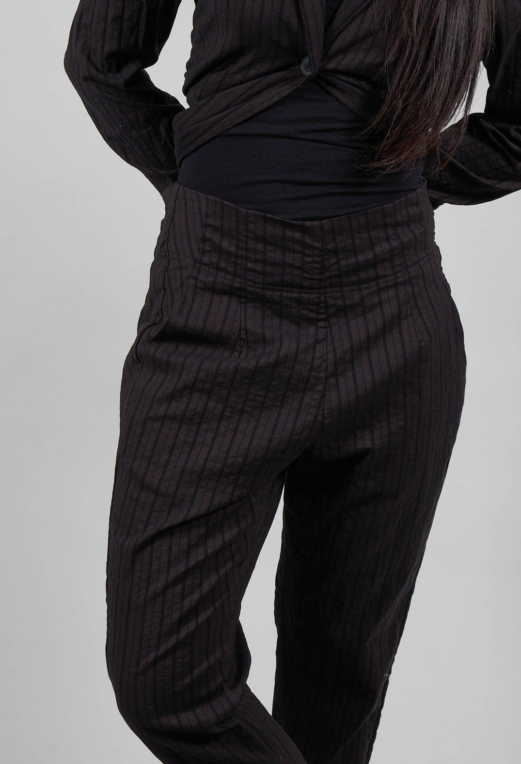 Pull On Slim Fit Trousers in Umbra Stripe  - 1080102