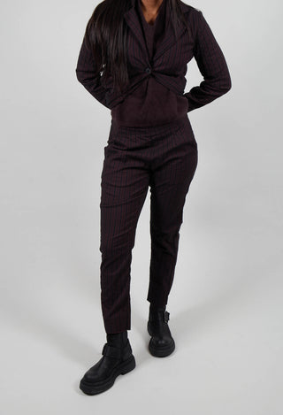 Pull On Slim Fit Trousers in Purple Stripe - 1080102