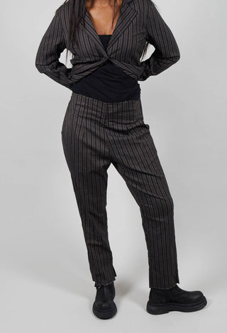 Pull On Slim Fit Trousers in Ginger Stripe  - 1080102