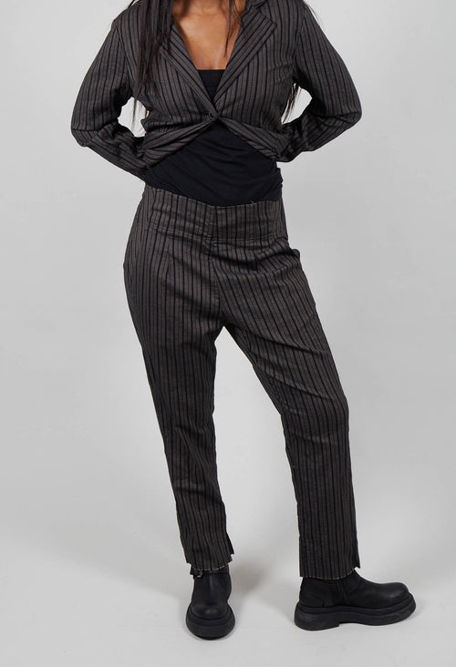 Pull On Slim Fit Trousers in Ginger Stripe  - 1080102