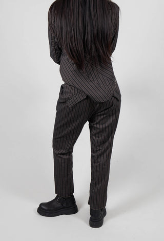 Pull On Slim Fit Trousers in Ginger Stripe  - 1080102