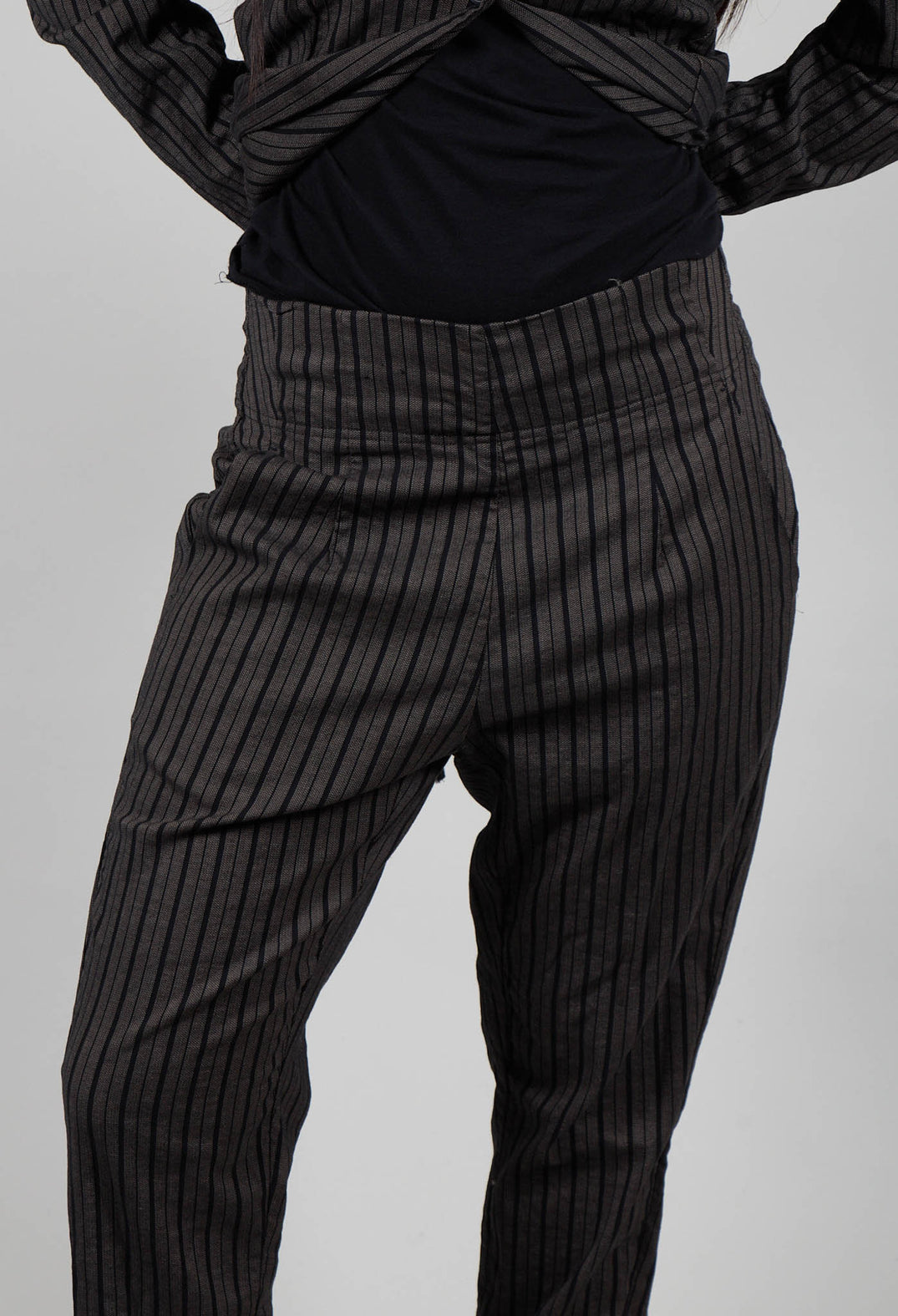Pull On Slim Fit Trousers in Ginger Stripe  - 1080102