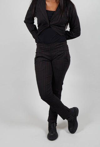 Pull On Slim Leg Trousers in Umbra Stripe  - 1080106