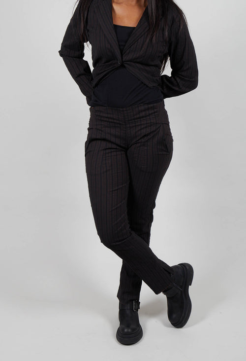 Pull On Slim Leg Trousers in Umbra Stripe  - 1080106