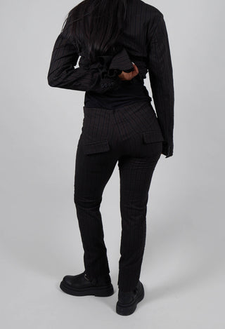 Pull On Slim Leg Trousers in Umbra Stripe  - 1080106