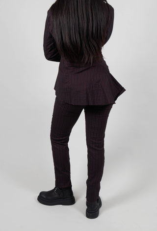 Pull On Slim Leg Trousers in Purple Stripe  - 1080106