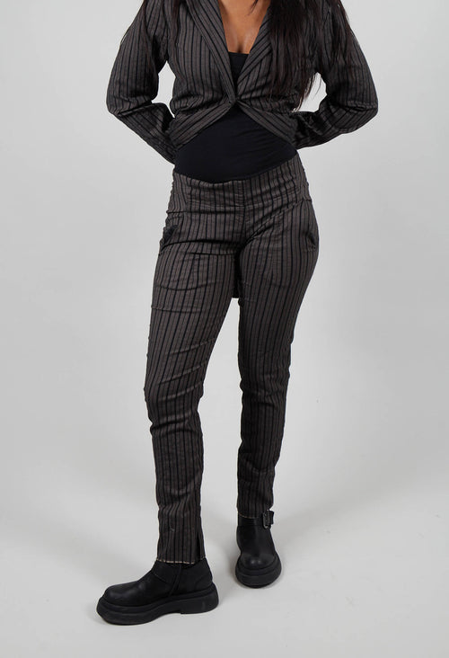 Pull On Slim Leg Trousers in Ginger Stripe  - 1080106
