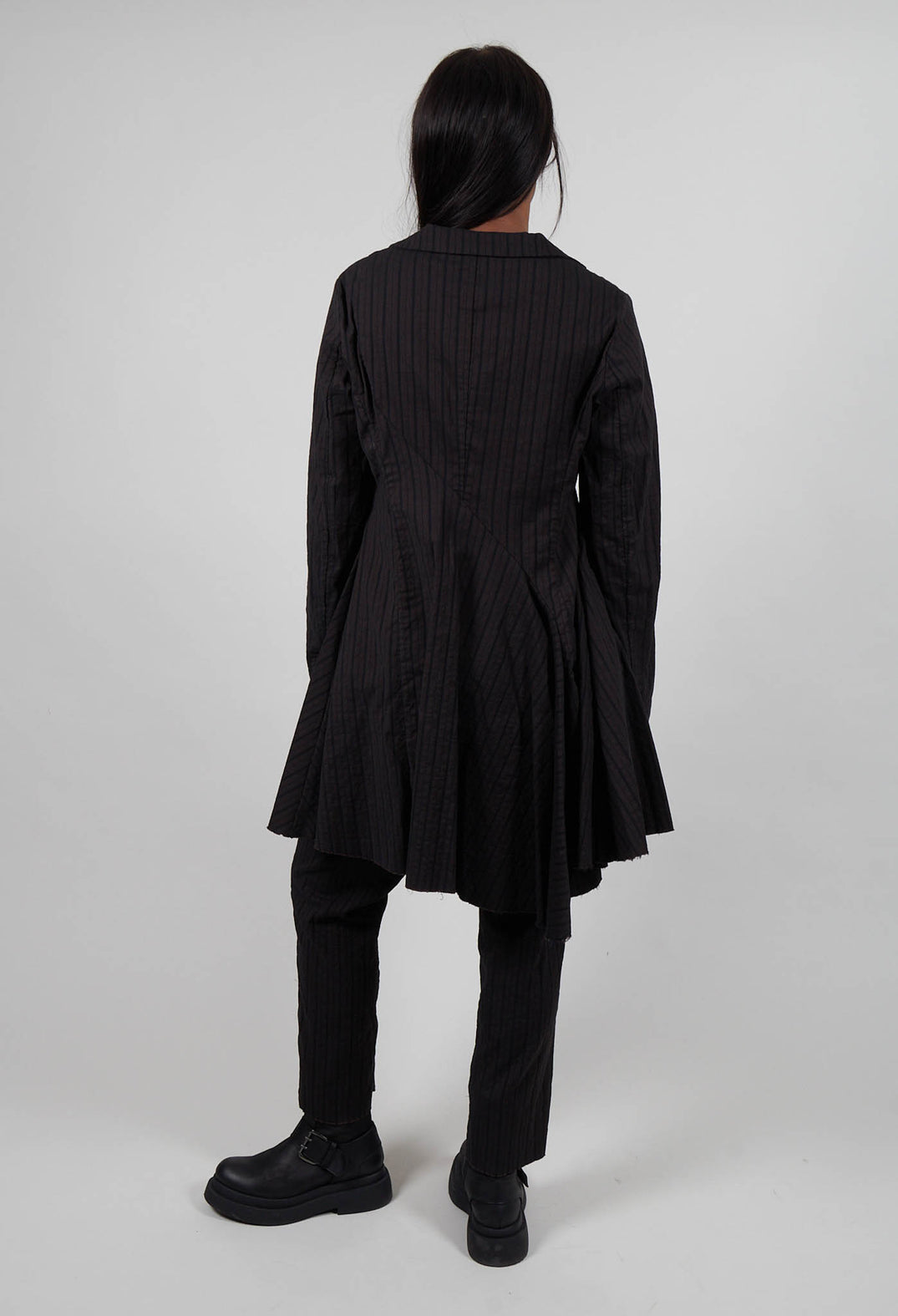 Flared Hem Coat in Umbra Stripe  - 1081208