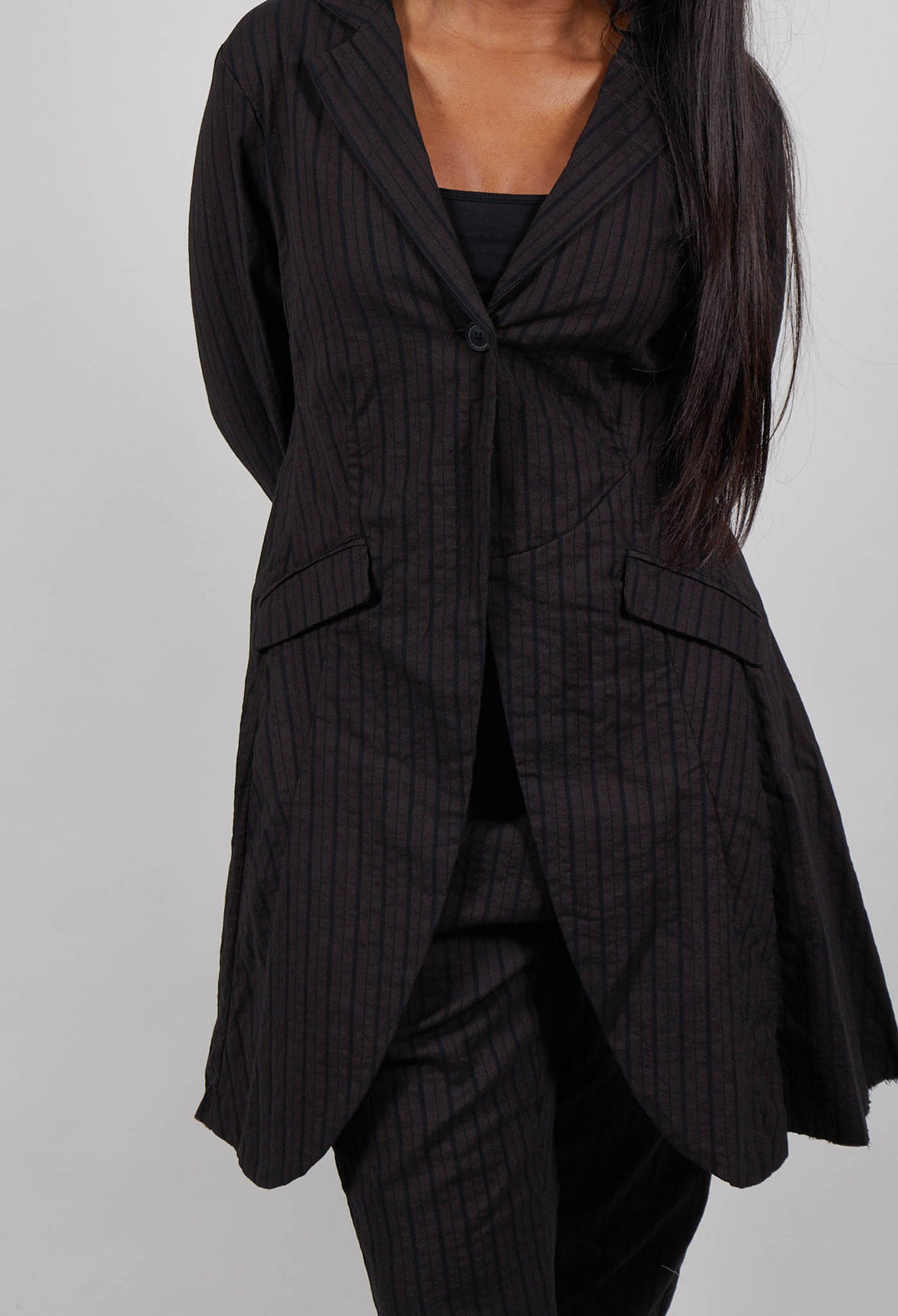 Flared Hem Coat in Umbra Stripe  - 1081208