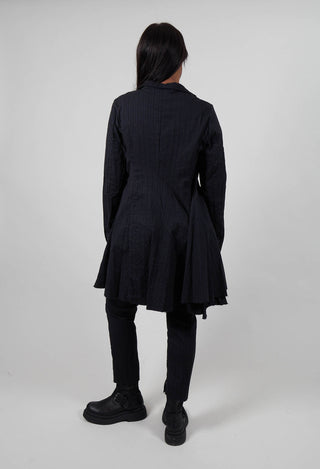 Flared Hem Coat in Petrol Stripe  - 1081208