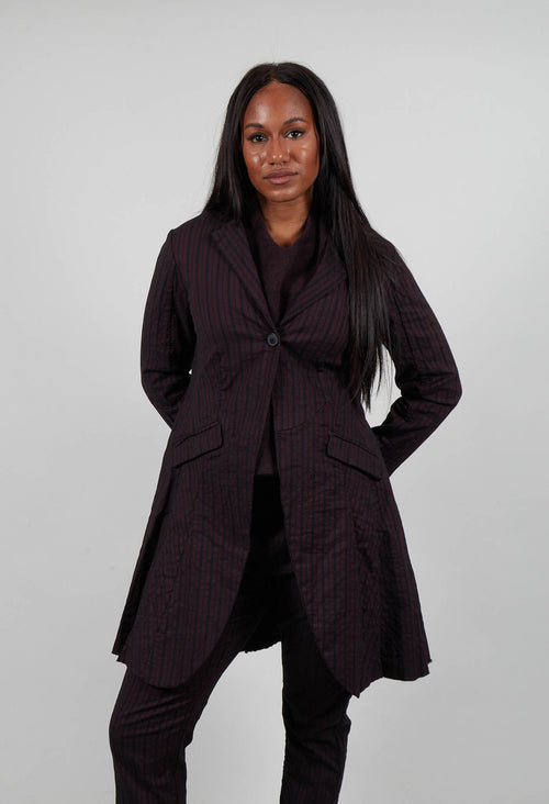 Flared Hem Coat in Purple Stripe  - 1081208