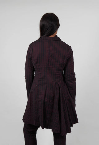 Flared Hem Coat in Purple Stripe  - 1081208