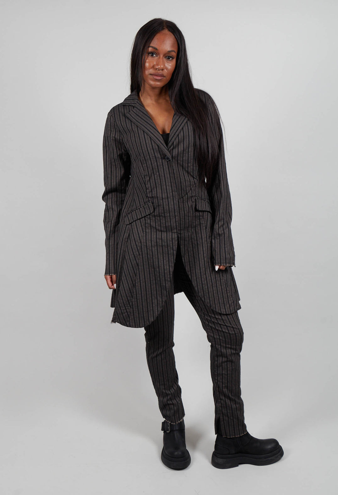 Flared Hem Coat in Ginger Stripe - 1081208