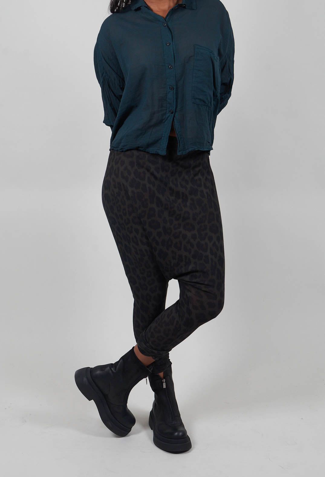 Drop Crotch Jersey Trousers in Leo Black Cloud - 1140101