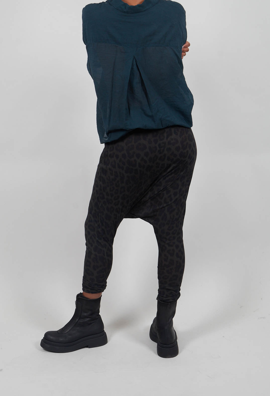 Drop Crotch Jersey Trousers in Leo Black Cloud - 1140101