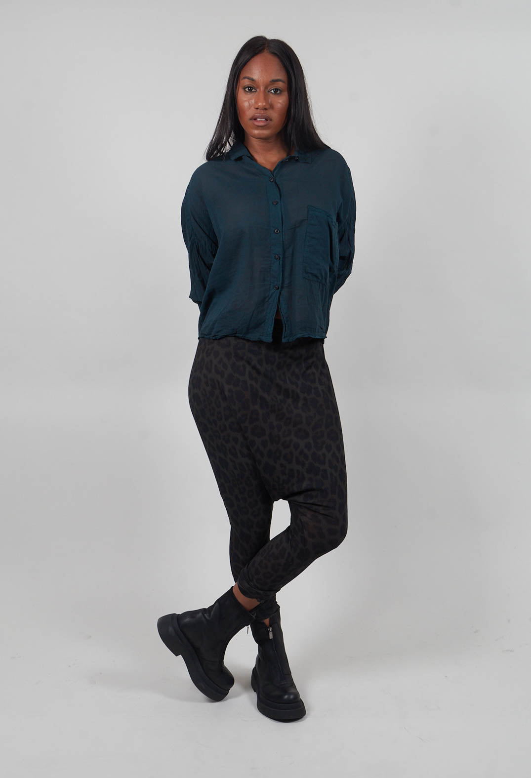 Drop Crotch Jersey Trousers in Leo Black Cloud - 1140101