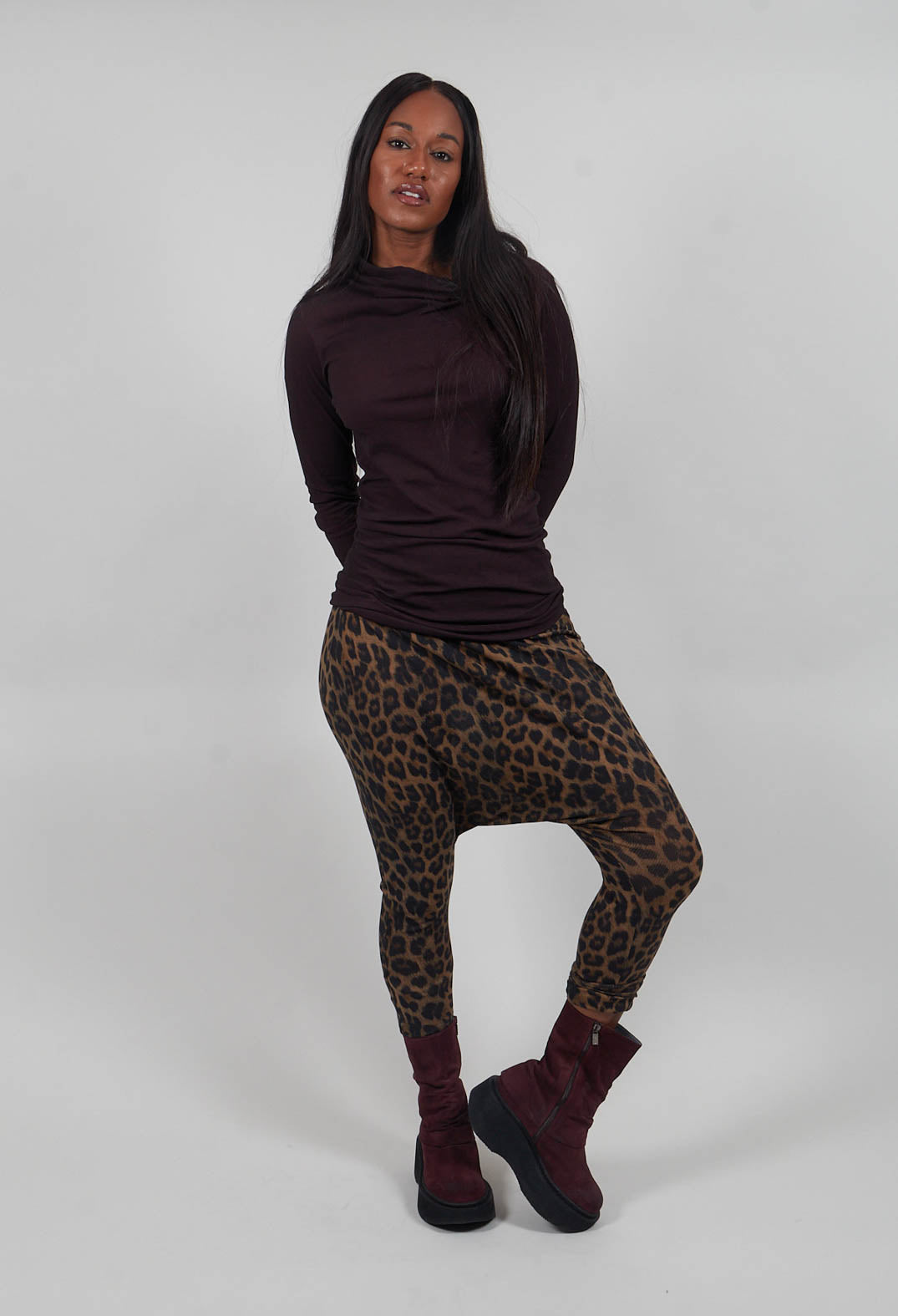 Drop Crotch Jersey Trousers in Leo Cloud  - 1140101