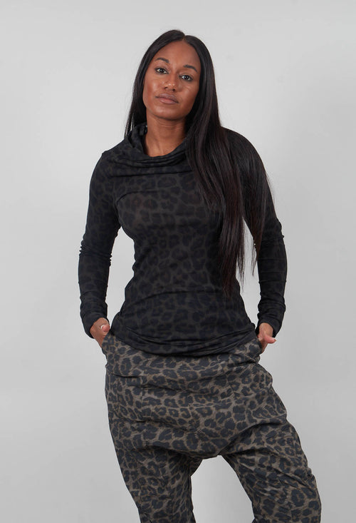 High Neck Longline Top in Leo Black Cloud  - 1140504