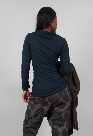 High Neck Longline Top in Petrol Cloud  - 1140514